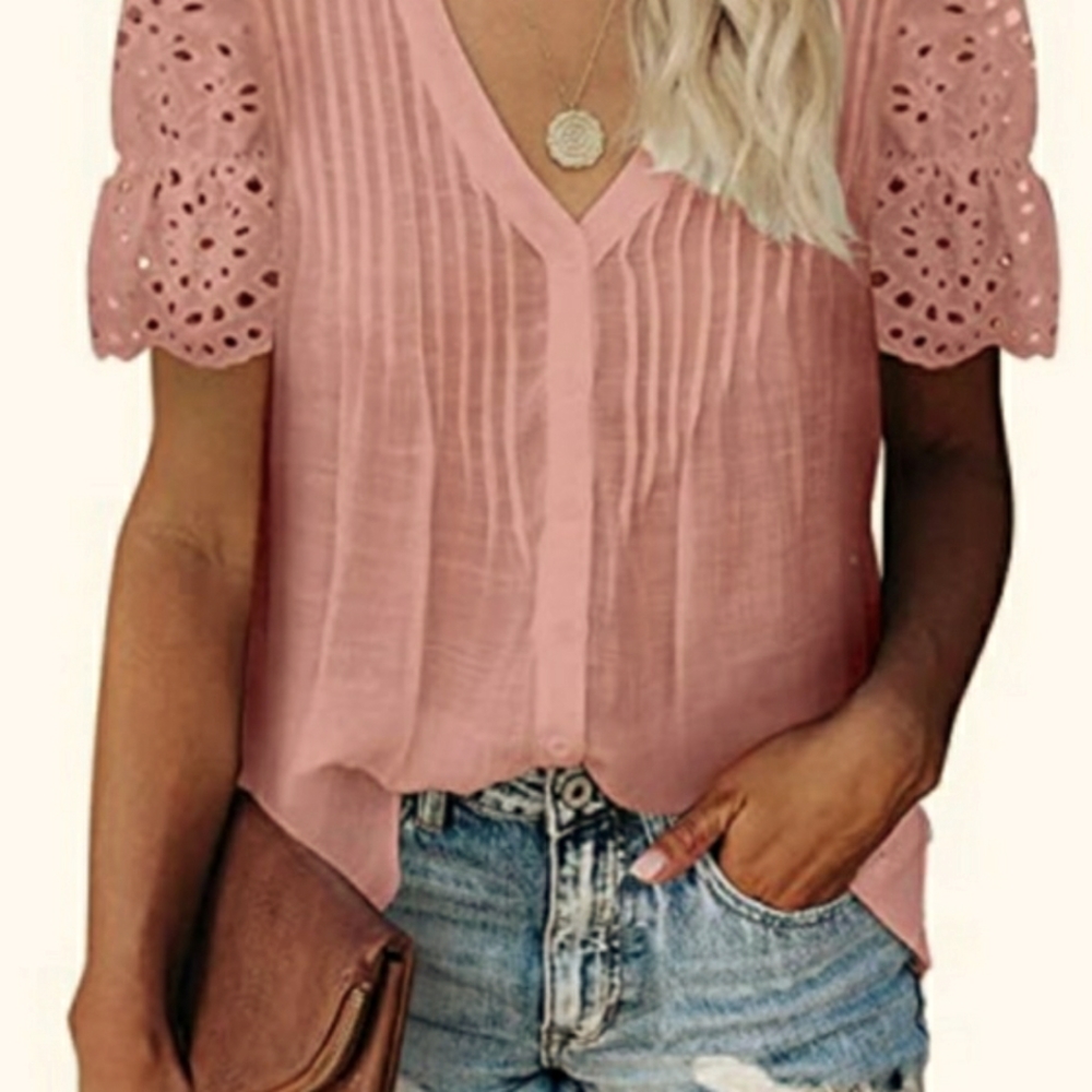 Women's Lace Crochetl V-Neck Summer Shirt
